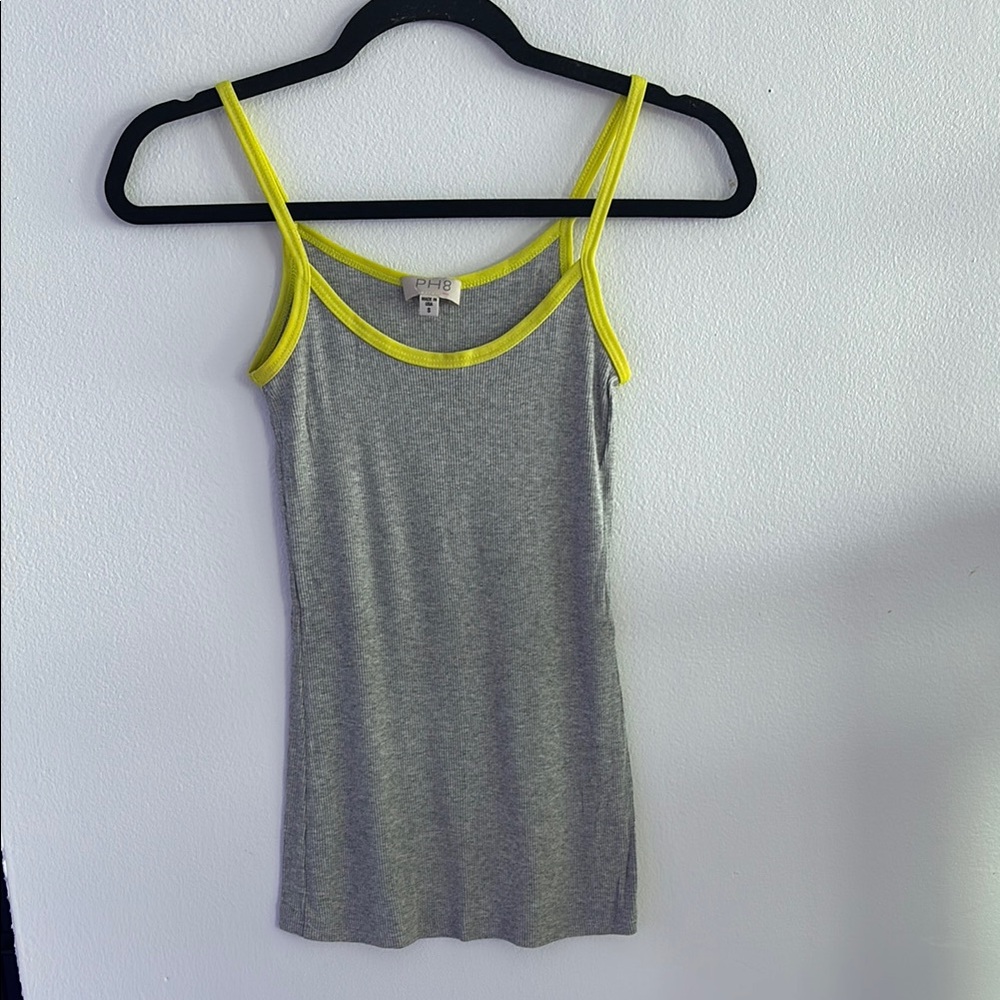 bebe Gray and Yellow Fitted Camisole